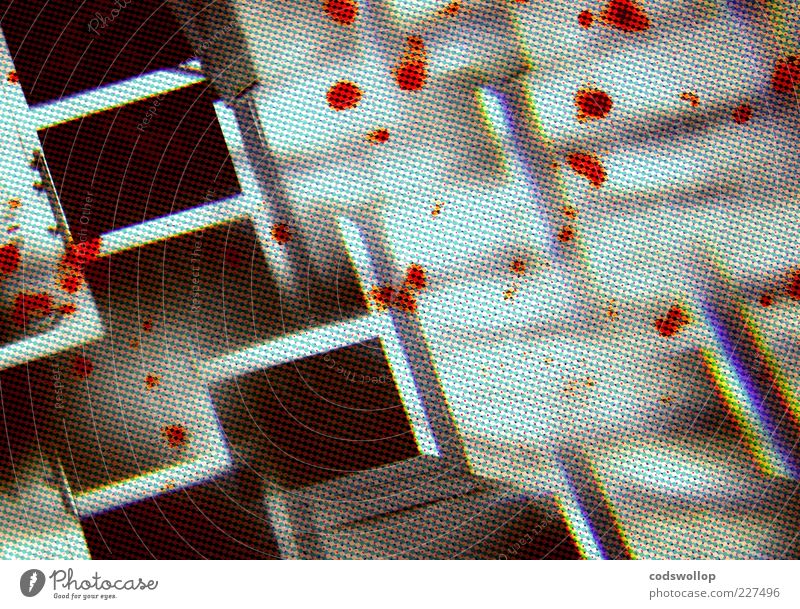 infiziert Wissenschaften außergewöhnlich bedrohlich blau rot Angst Aggression skurril Blut Raster Farbfoto Experiment abstrakt Muster Blutfleck Makroaufnahme