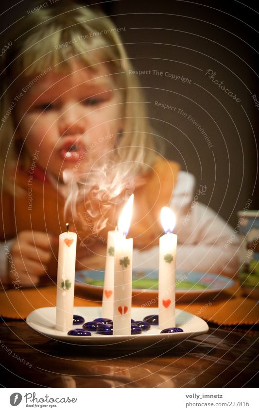 4 Glück Feste & Feiern Geburtstag Kind Kleinkind Kindheit 1 Mensch 3-8 Jahre Dekoration & Verzierung Kerze Herz schön klein gelb weiß Lebensfreude Vorfreude