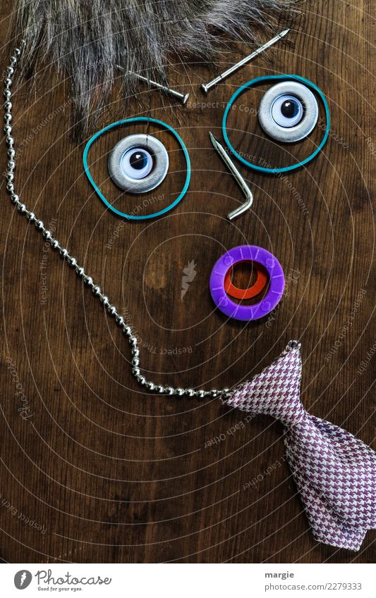 Emotionen...coole Gesichter: Collage der Gentleman Basteln Mensch maskulin Mann Erwachsene Auge Mund 1 Krawatte grauhaarig braun violett Gefühle Misstrauen