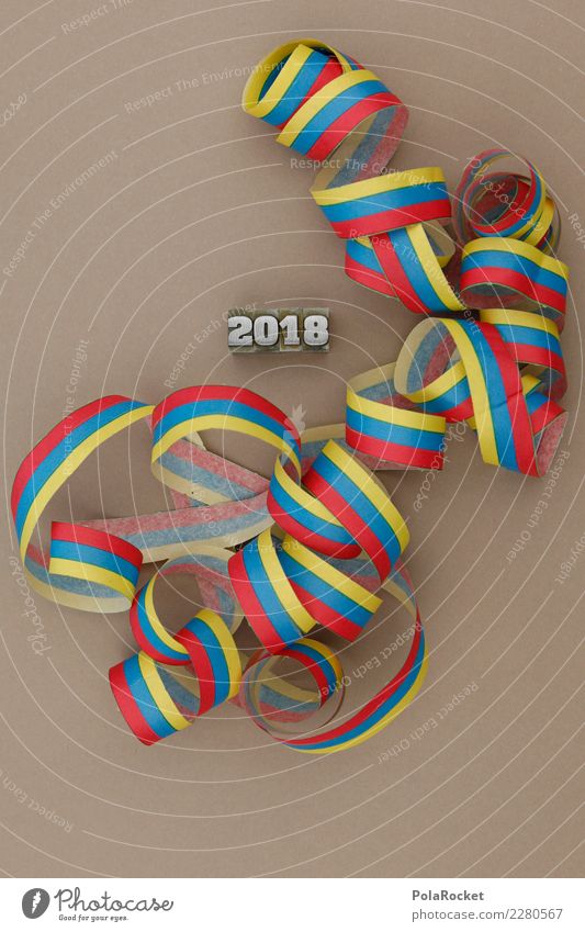 #AS# Party 2018 Kunst Erfolg Jahreszahl Luftschlangen Kreativität rot blau gelb Buchstaben Vorsätze Kalender beige Feste & Feiern Termin & Datum Applaus Metall