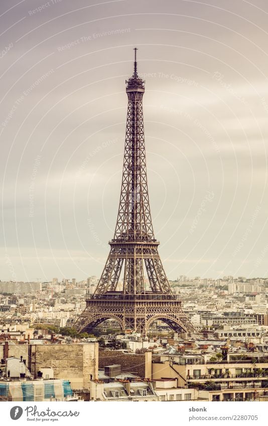 Paris Eiffelturm Stadt Sehenswürdigkeit Wahrzeichen Denkmal Tour d'Eiffel Ferien & Urlaub & Reisen Frankreich Farbfoto Außenaufnahme