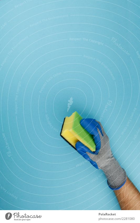 #AS# Saubermann Kunst ästhetisch Sauberkeit Reinigen Reinigungsmittel Gebäudereiniger blau Schwamm Handschuhe clean graphisch Farbfoto mehrfarbig Innenaufnahme