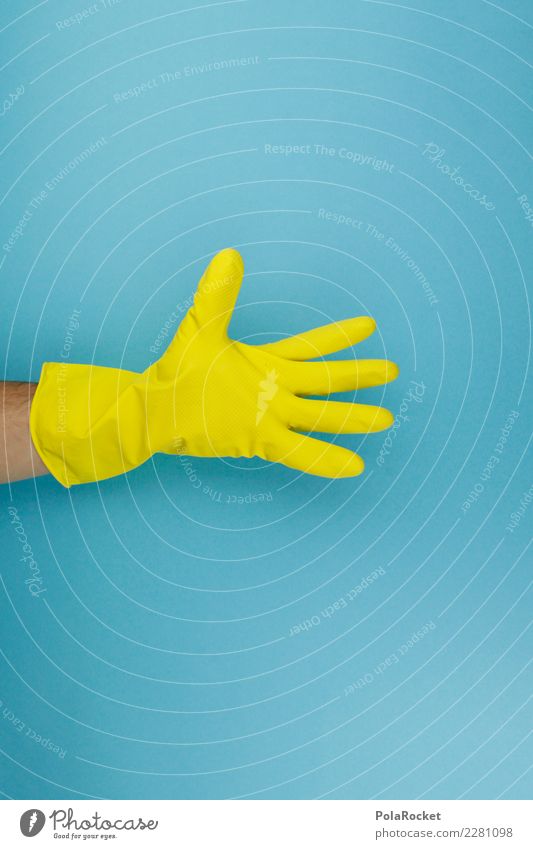 #AS# Hand Beruf gebrauchen Arbeit & Erwerbstätigkeit arbeitend Raumpfleger Handschuhe gelb blau Reinigen Vorsätze osterputz Putz aufräumen ausmisten
