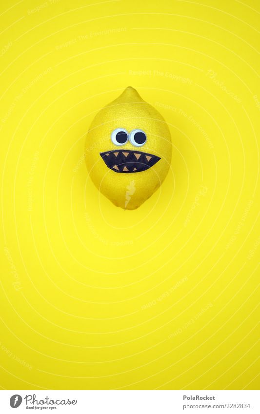 #AS# Mr. Sauer Fitness Sport-Training Diät Kreativität Zitrone Gesicht Experiment lustig sauer Basteln Geschmackssinn verrückt Frucht gelb lachen Auge Idee