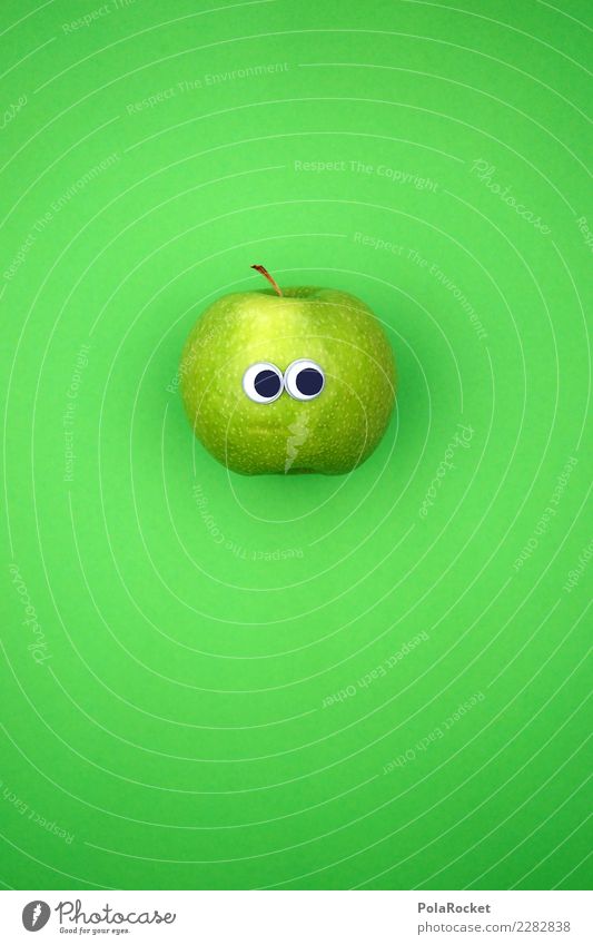 #AS# schüchtern Fitness Sport-Training Diät Apfel grün Schüchternheit verlegen Frucht Markt Gesichtsausdruck Gesunde Ernährung Auge kaufen Essen spionieren