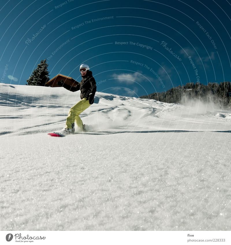 boarding Freizeit & Hobby Winter Schnee Winterurlaub Berge u. Gebirge Sport Wintersport Snowboard Skipiste Mensch Frau Erwachsene 1 30-45 Jahre Natur Landschaft