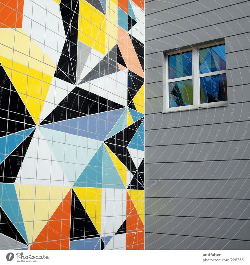 Bunte Ecken Museum Kunstwerk Düsseldorf Deutschland Haus Mauer Wand Fassade Fenster Sehenswürdigkeit eckig mehrfarbig Fröhlichkeit Spiegelbild Mosaik Farbfoto
