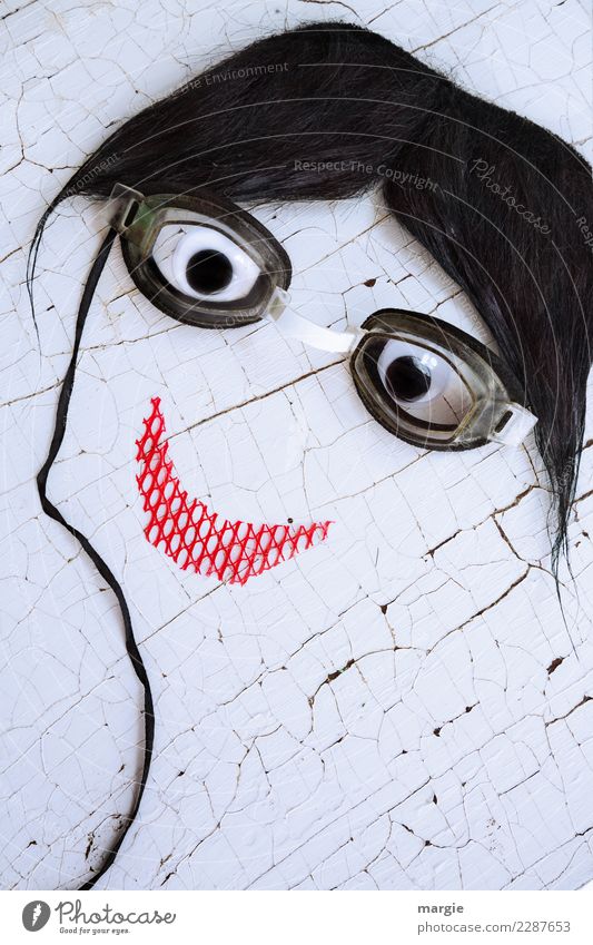 Emotionen...coole Gesichter: Collage Brillenschlange feminin Frau Erwachsene Haare & Frisuren Mund 1 Mensch rot schwarz weiß Freude Glück Zufriedenheit