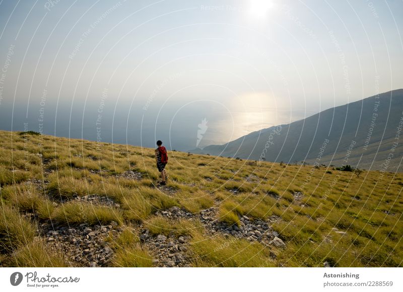 Über dem Ozean Mensch feminin Partner Körper 1 18-30 Jahre Jugendliche Erwachsene Umwelt Natur Landschaft Luft Wasser Himmel Horizont Sonne Sonnenaufgang