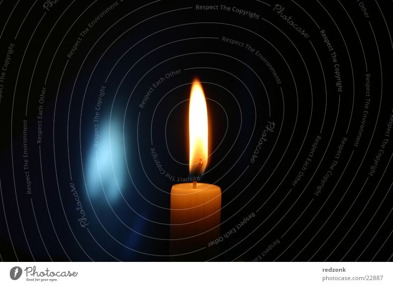 Kerze mit blauem Schatten II Licht Flackern Wachs Stil Häusliches Leben Flamme Lampe Kerzendocht orange
