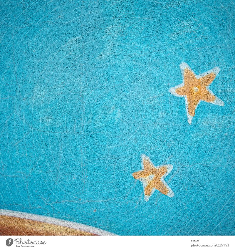 Sternstunde¹ Graffiti blau Stern (Symbol) Wand Putz Wandmalereien Sternenhimmel bemalt Farbfoto mehrfarbig Außenaufnahme Strukturen & Formen Menschenleer