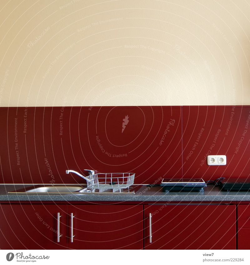 kitchen Wohnung einrichten Innenarchitektur Dekoration & Verzierung Küche Holz authentisch einfach elegant frisch klein modern Klischee rot rein Qualität