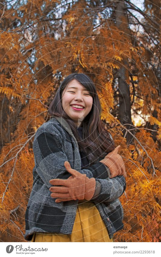 Asiatisches Mädchen, das in der Natur lächelt Lifestyle exotisch Freude schön Gesundheit Ferien & Urlaub & Reisen feminin Junge Frau Jugendliche Baum Bekleidung