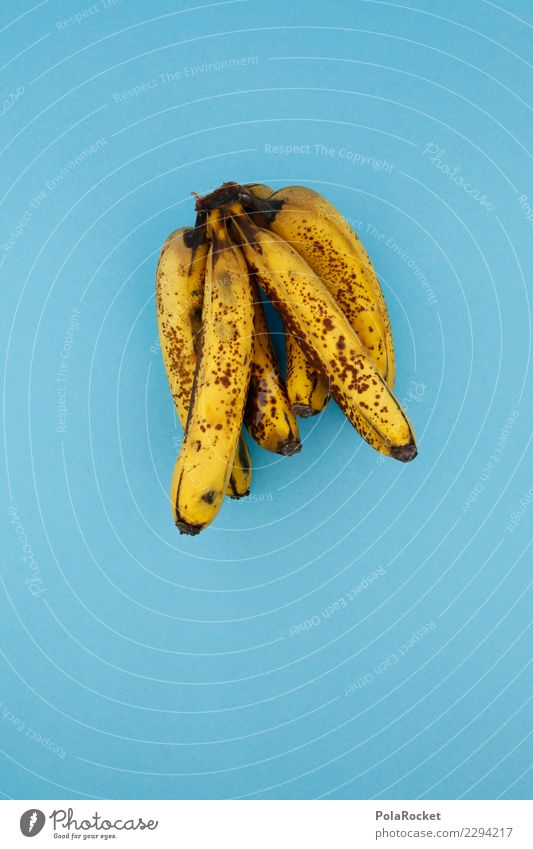 #AS# Banana Shake ? Fitness Sport-Training Essen blau gelb Banane Frucht Diät alt braun Lebensmittel verdorben reif Kunst Markt Supermarkt Farbfoto
