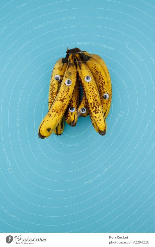#AS# Ready to shake? kaufen Fitness Sport-Training Essen blau gelb braun schwarz Auge Banane Bananenplantage Markt Diät Milchshake Kreativität Supermarkt reif