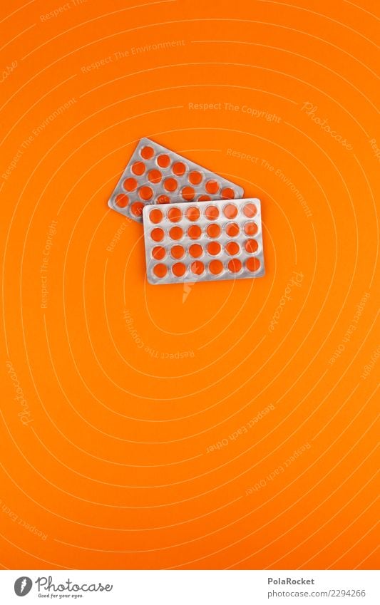 #A# Medi-Pack Kunst ästhetisch Tablette Medikament Medizintechnik Medizinmann viele orange Gesundheit Verbesserung Erkältung Vitamin Vitamin C Farbfoto