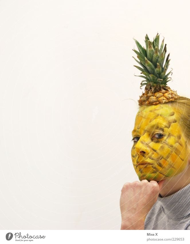 Denker-Nas Lebensmittel Frucht Ernährung Mensch Kopf Gesicht 1 18-30 Jahre Jugendliche Erwachsene lustig stachelig süß Ananas Körpermalerei Maske verkleidet