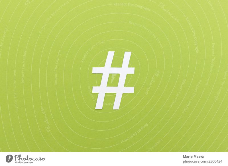 Hashtag aus Papier Internet Zeichen Raute Kommunizieren sprechen schreiben einfach modern grün Kraft Macht Netzwerk Medien online Schlagwort Thema Meta