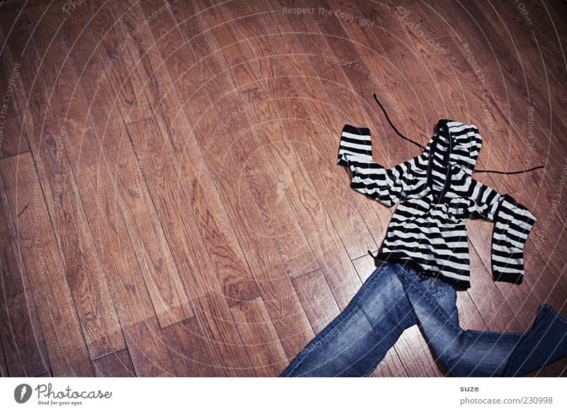 Stoffwechsel Karriere Mode Bekleidung Hose Jeanshose Pullover Holz Streifen laufen lustig verrückt braun Idee Kreativität skurril Bodenbelag Textilien