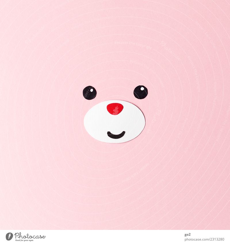 Glücksbär Basteln Tier Tiergesicht Bär 1 Papier Dekoration & Verzierung Stofftiere Lächeln Freundlichkeit Fröhlichkeit niedlich rosa rot Gefühle Freude Liebe