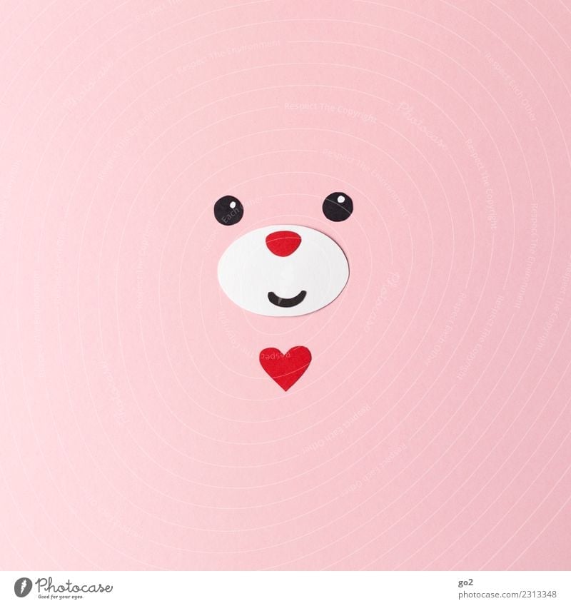 Glücksbär Basteln Valentinstag Geburtstag Tier Tiergesicht Bär 1 Papier Dekoration & Verzierung Zeichen Herz niedlich rosa rot Gefühle Fröhlichkeit Geborgenheit