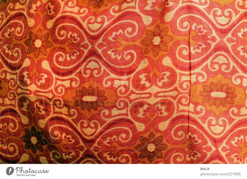 Stoffmuster Dekoration & Verzierung Ornament schön braun rot Textilien Vorhang Sichtschutz Leinentuch Tuch Muster Strukturen & Formen gewebt Farbfoto
