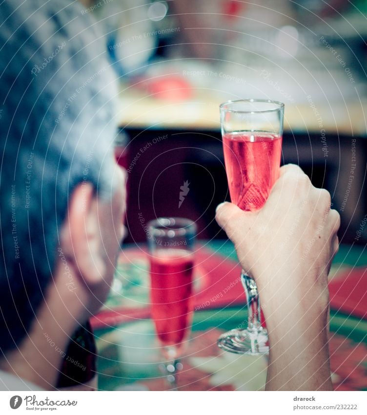 Cheers! Getränk trinken Erfrischungsgetränk Alkohol Sekt Prosecco Champagner Party Feste & Feiern maskulin Mann Erwachsene Leben Arme 1 Mensch grauhaarig Glas