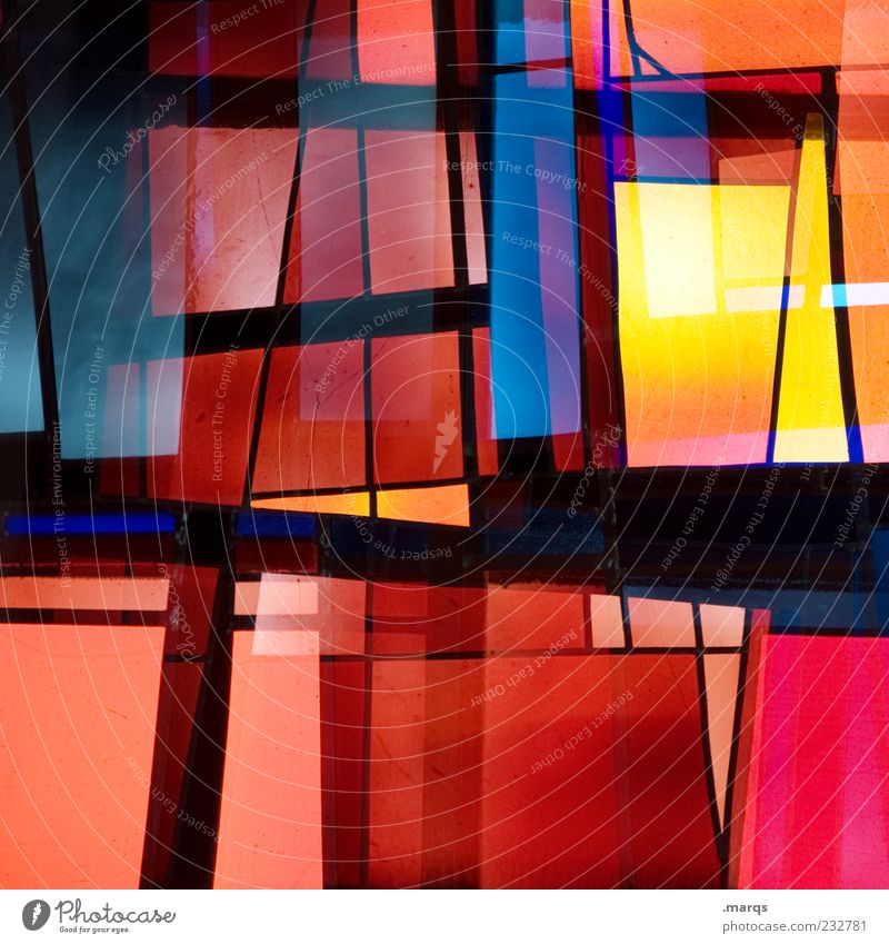 Timbered Stil Design Kunst Glas Linie leuchten außergewöhnlich trendy einzigartig mehrfarbig chaotisch Farbe Surrealismus Dekoration & Verzierung Mosaik modern