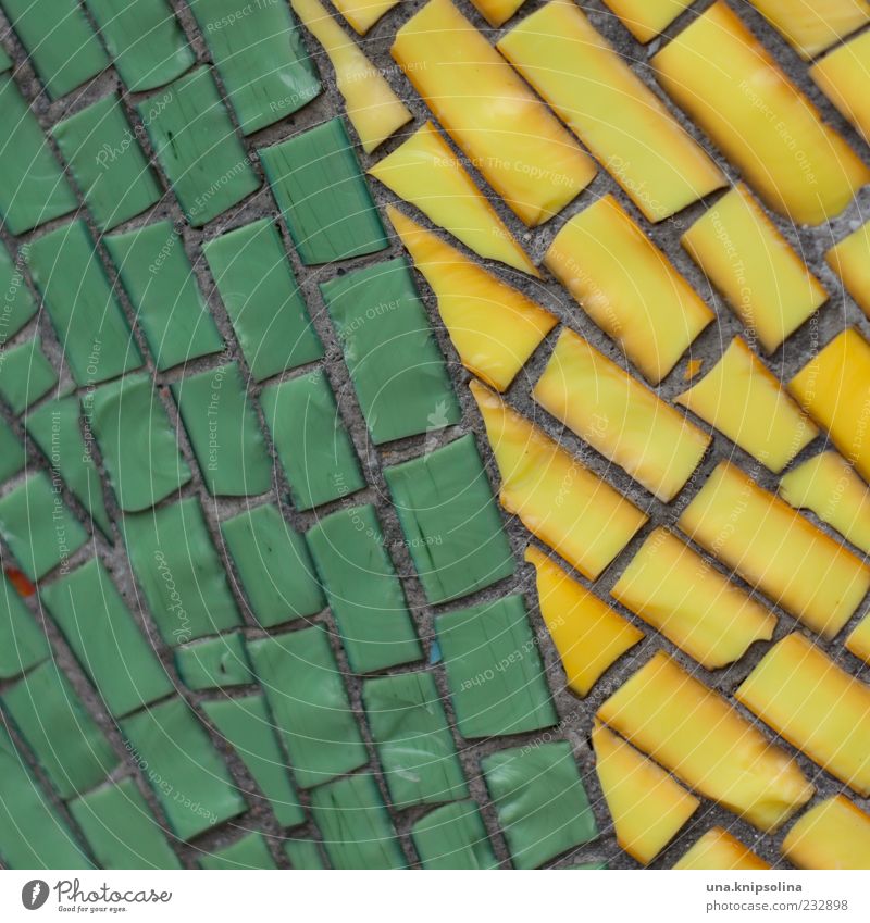 mosaik Mauer Wand Fassade Mosaik gelb grün Stein Dekoration & Verzierung mehrfarbig Fuge Textfreiraum Farbfoto Nahaufnahme Detailaufnahme Muster