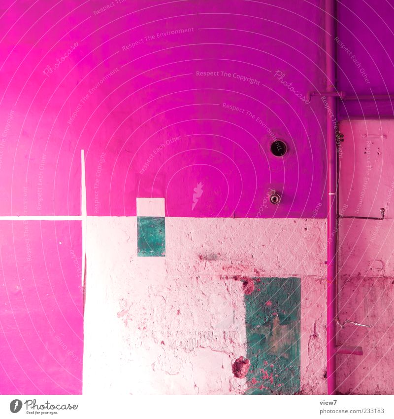 pink Umzug (Wohnungswechsel) Raum Küche Mauer Wand Stein Beton Linie Streifen alt authentisch einfach frisch einzigartig kaputt rosa ästhetisch Ordnung Verfall