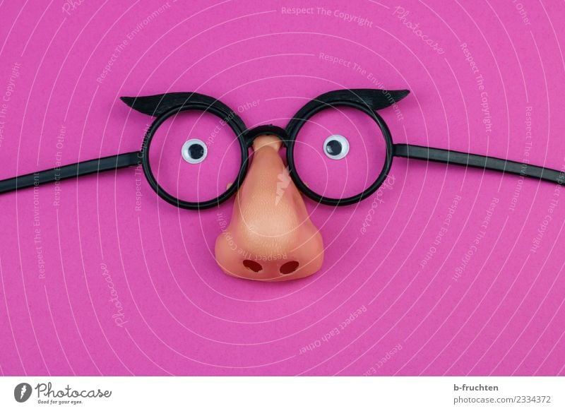 Faschingsbrille mit Nase Auge Brille Kunststoff Kommunizieren lustig rosa Freude skurril Maske Blick Karneval Feste & Feiern verrückt maskulin anonym Farbfoto