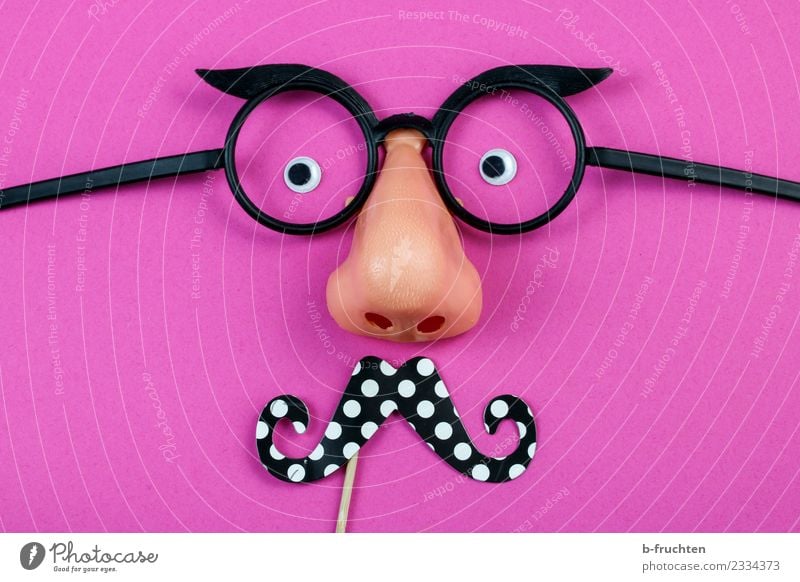 Mann mit Bart Feste & Feiern Karneval Halloween Auge Nase Maske Brille beobachten rosa Freude Requisit anonym verstecken maskulin verkleiden Farbfoto