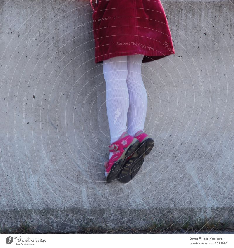 auf auf ^^ Kind Mädchen Beine Fuß 1 Mensch 3-8 Jahre Kindheit 8-13 Jahre Mauer Wand Mode Rock Strumpfhose hängen Klettern kindlich Spielen Farbfoto