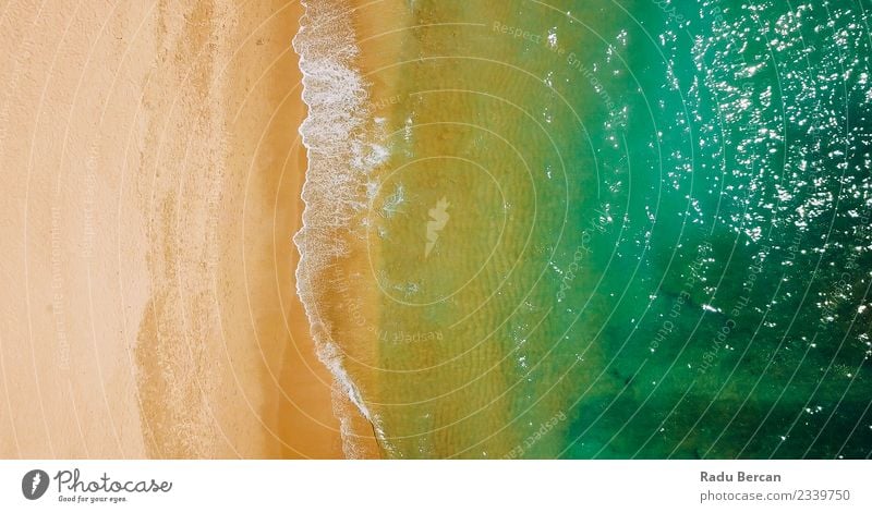 Luftaufnahme der Meereswellen und des Strandes an der Algarve Umwelt Natur Landschaft Erde Sand Wasser Sommer Schönes Wetter Wärme Wellen Küste Bucht entdecken