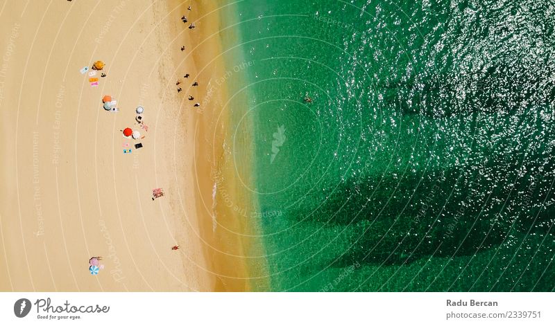 Luftaufnahme der Menschenmenge am Portugal Beach Lifestyle exotisch Schwimmen & Baden Ferien & Urlaub & Reisen Abenteuer Sommer Sommerurlaub Sonne Sonnenbad