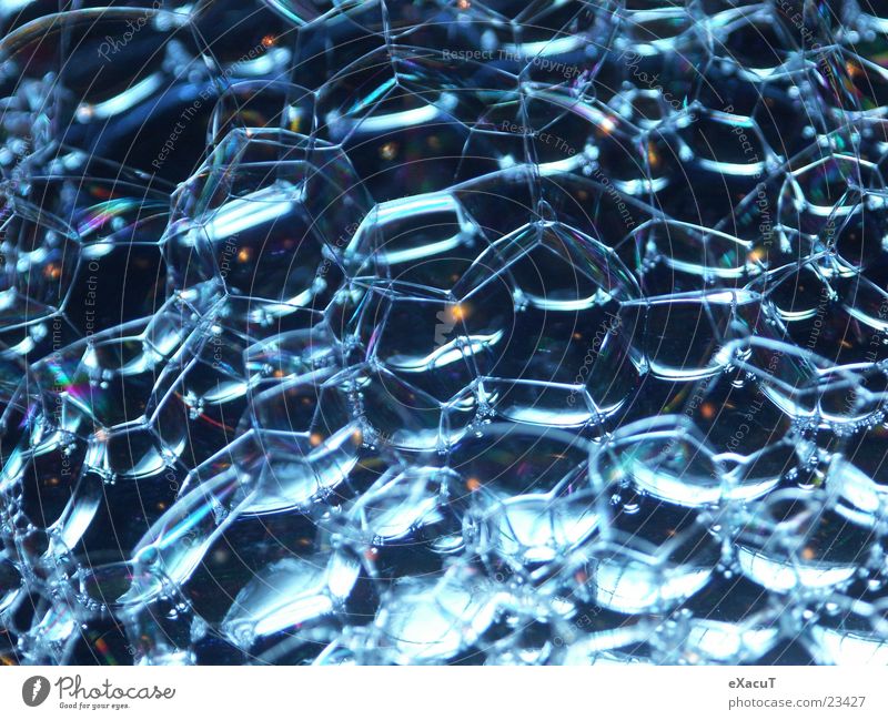 Bubbles Licht Seife nass Tinte Makroaufnahme Nahaufnahme blau Blase Wasser Strukturen & Formen Farbe