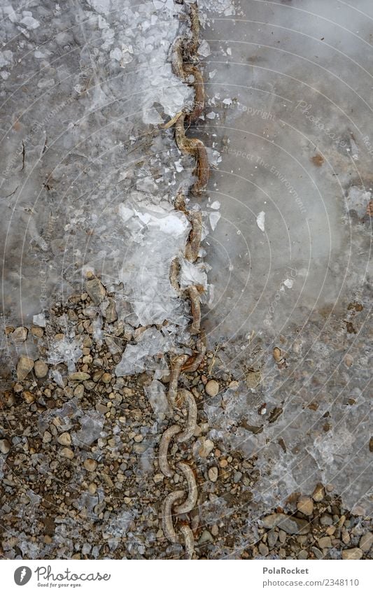 #S# Kette in Eis Umwelt Angst Eisfläche Glätte Fluss Schifffahrt Wasser Frost Winter Oberfläche Kristalle Bruch sprengen zerbrechlich stur Grenze Starrer Blick
