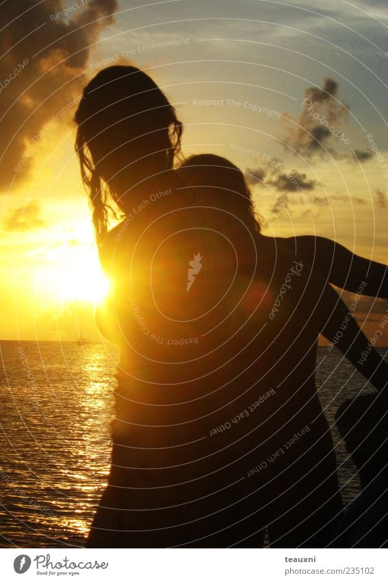 Barbados Sonnenuntergang Ferien & Urlaub & Reisen Strand Meer Segeln Junge Frau Jugendliche 2 Mensch 18-30 Jahre Erwachsene Wasser Wolken Sonnenaufgang