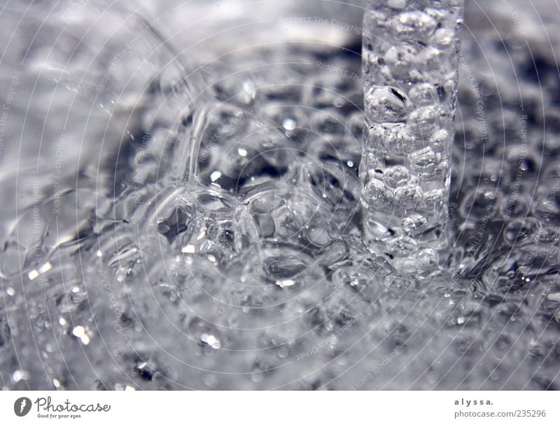 water. Wasser Tropfen Wasserblase Wasserstrahl blau grau Innenaufnahme Menschenleer Detailaufnahme Blubbern Makroaufnahme Blase fließen Klarheit