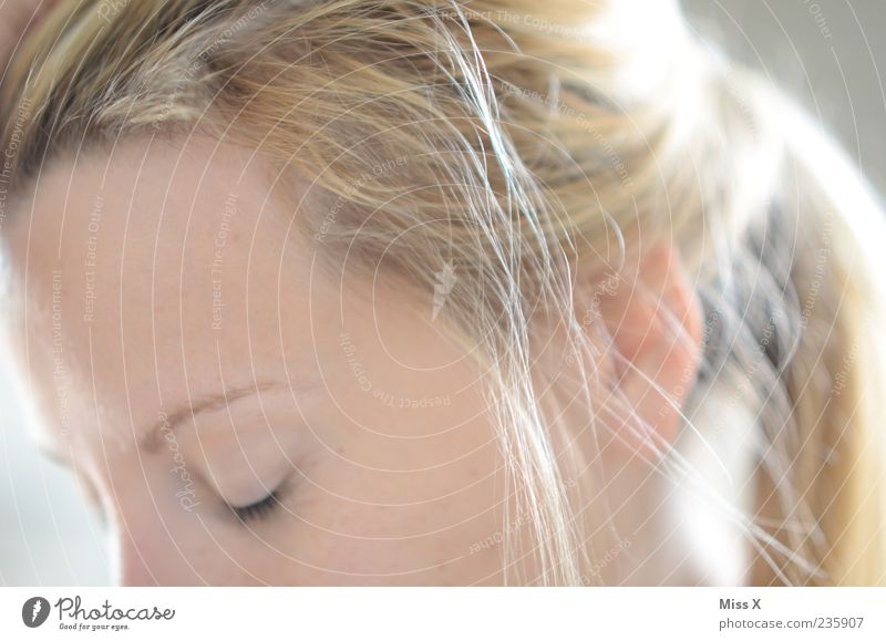 Schlafen feminin Junge Frau Jugendliche Erwachsene Haare & Frisuren 1 Mensch blond langhaarig Zopf schön Farbfoto Licht Schwache Tiefenschärfe Porträt Profil