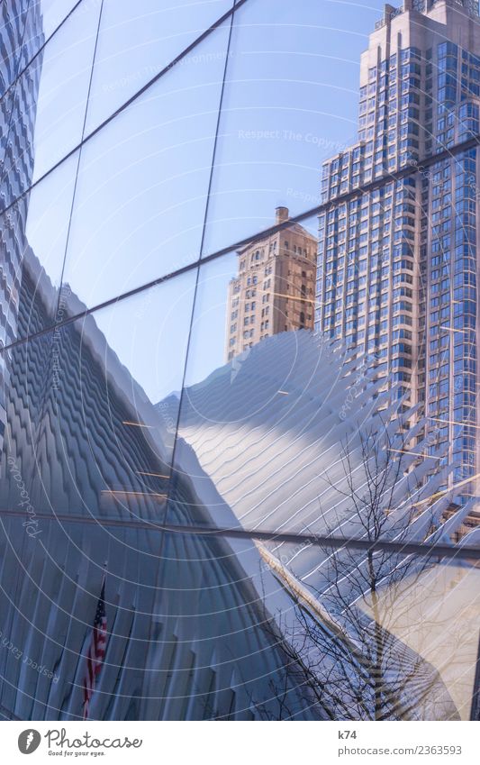 NYC - Oculus Stars and Stripes 1 WTC New York City USA Amerika Hauptstadt Stadtzentrum Skyline Menschenleer Hochhaus Gebäude Architektur Fassade