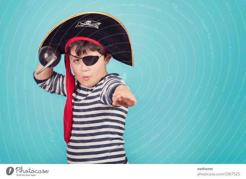 als Pirat verkleideter Junge Lifestyle Freude Entertainment Party Veranstaltung Feste & Feiern Karneval Jahrmarkt Geburtstag Mensch maskulin Kind Kleinkind 1