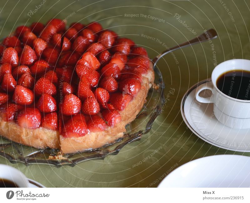 Konditorei geplündert Lebensmittel Frucht Teigwaren Backwaren Kuchen Dessert Ernährung Kaffeetrinken Getränk Heißgetränk frisch lecker saftig süß rot