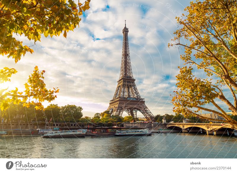 Paris am Morgen Ferien & Urlaub & Reisen Sommer Stadt Skyline Sehenswürdigkeit Tour d'Eiffel Liebe Eiffel Tower France Urban Großstadt Architecture Tourism