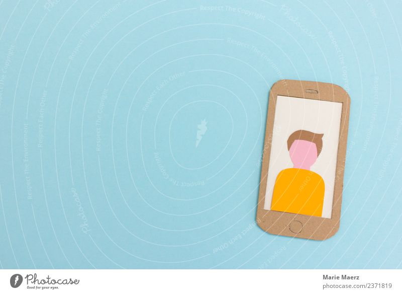 Profil eines Smartphone-Nutzers auf dem Handy-Display Lifestyle PDA Internet maskulin Mann Erwachsene Kommunizieren modern blau Neugier Interesse Identität