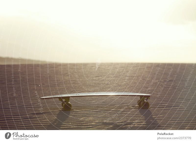#AS# lonely board Kunstwerk ästhetisch Longboard Skateboard Skateboarding Inline Skating Skateladen Wüste Einsamkeit Extremsport Sand Fuerteventura Farbfoto