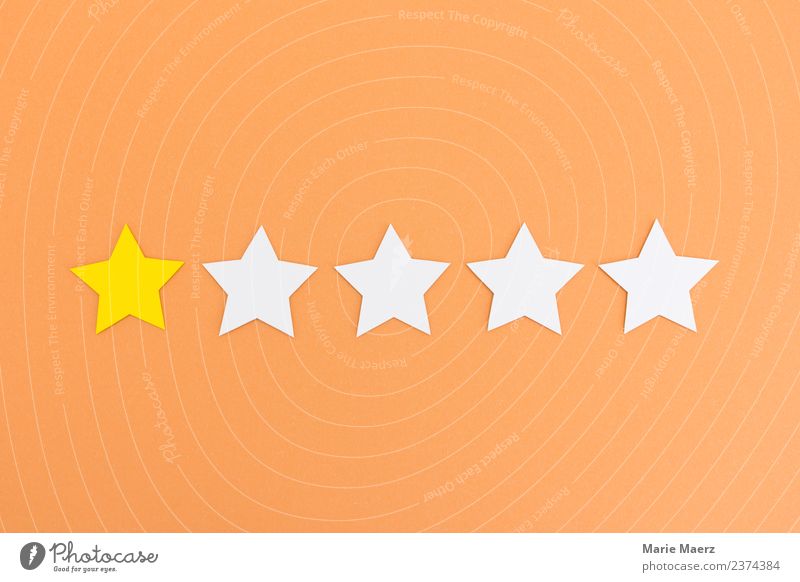 Schlechte Bewertung - 1 von 5 Sternen kaufen Handel Erfolg gebrauchen entdecken Kommunizieren schreiben frech kaputt Wut gelb orange Laster Verlässlichkeit