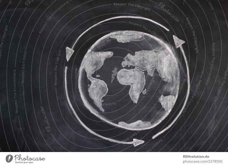 Tafelzeichnung | Weltkugel Kreislauf Umwelt Klima Klimawandel Globus Erde Idee innovativ Kreativität Umweltverschmutzung Umweltschutz Recycling Kreide Zeichnung
