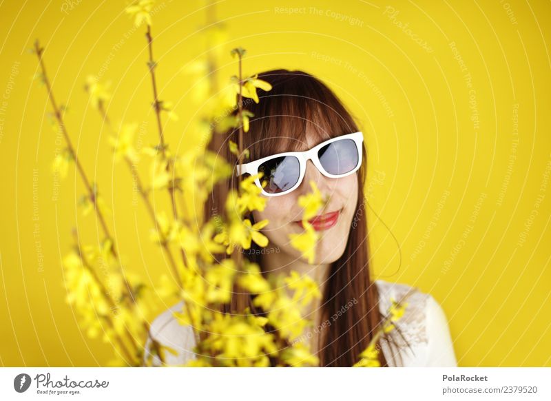 #A# Frühlingsgelb VI Kunst Kunstwerk ästhetisch Gelbstich Forsythienblüte Sonnenbrille Frühlingsgefühle Frühlingsblume Frühlingstag Frühlingsfarbe Frau