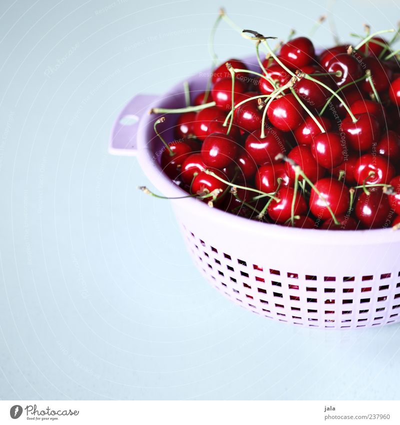 greift zu! Lebensmittel Frucht Kirsche Ernährung Bioprodukte Vegetarische Ernährung Fingerfood Sieb Gesundheit lecker rot Farbfoto Innenaufnahme Menschenleer